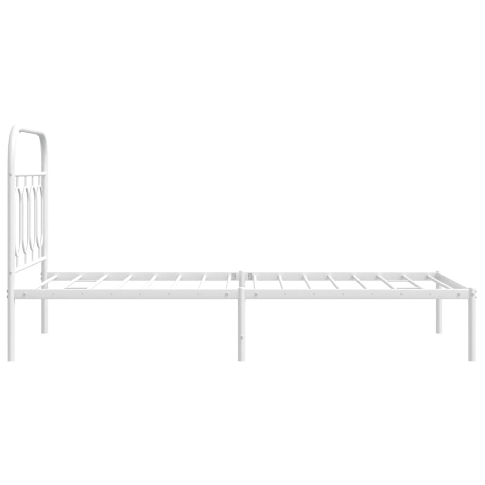 Estructura cama sin colchón con cabecero metal blanco 90x200