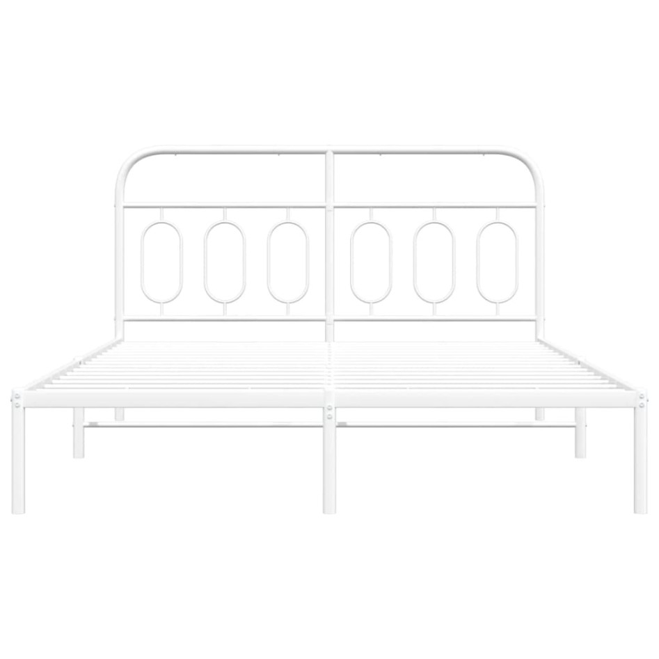 Estructura cama sin colchón con cabecero metal blanco