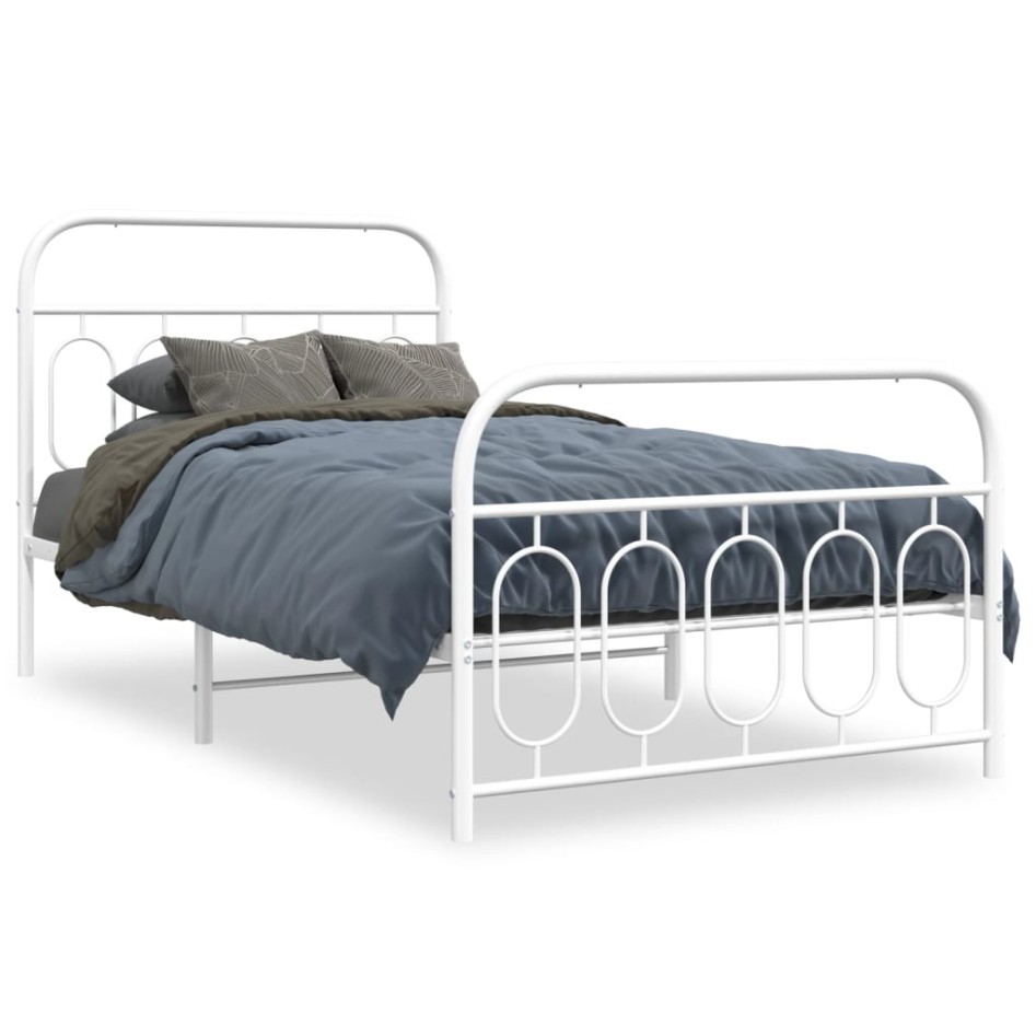 Estructura cama sin colchón con estribo metal blanco 100x190