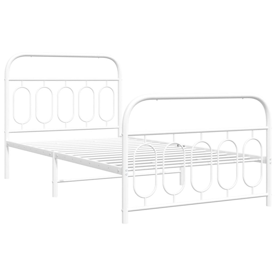 Estructura cama sin colchón con estribo metal blanco 100x190