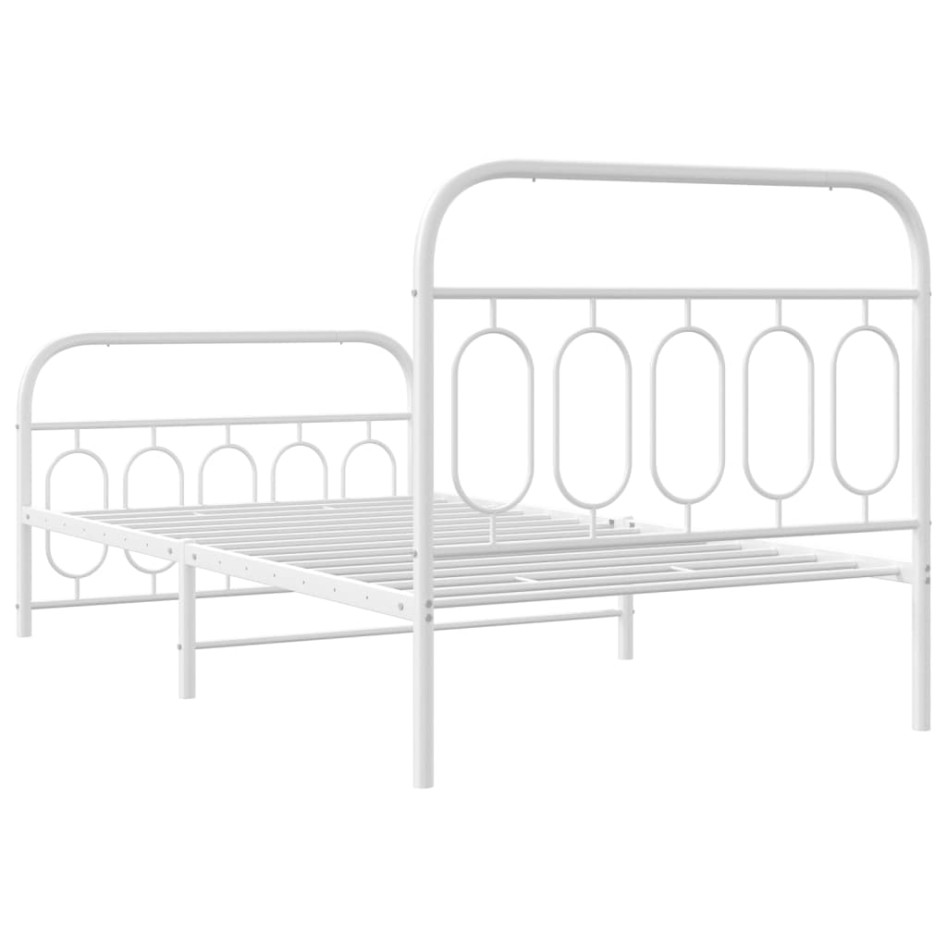 Estructura cama sin colchón con estribo metal blanco 100x190
