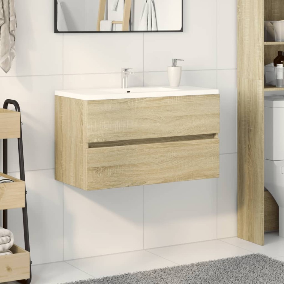 Armario lavabo madera de ingeniería roble Sonoma 80x38,5x45