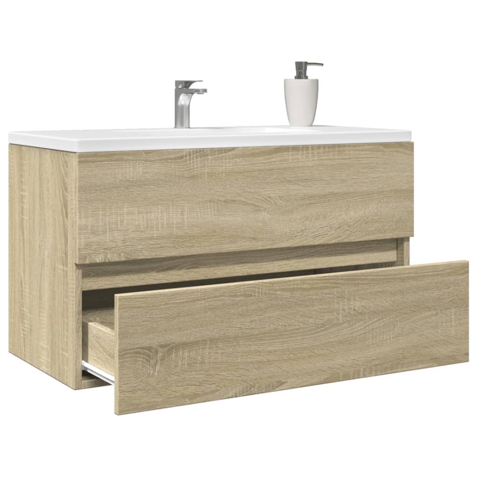 Armario lavabo madera de ingeniería roble Sonoma 80x38,5x45