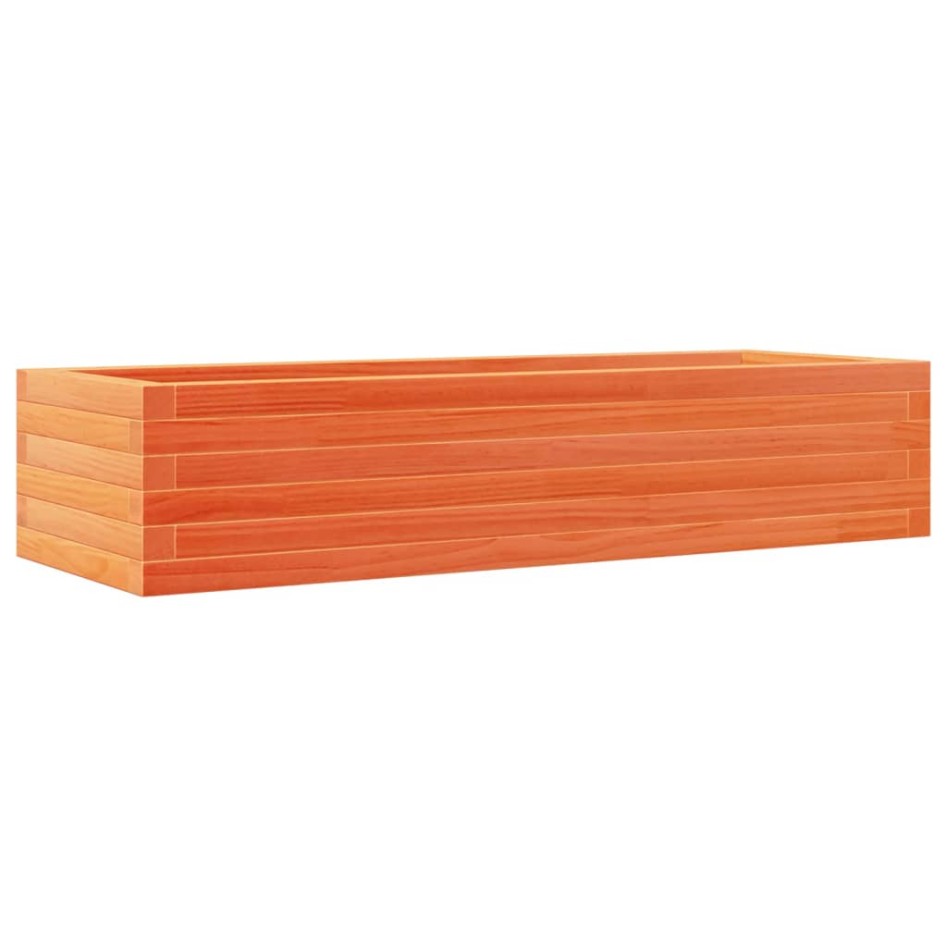 Jardinera de madera maciza de pino marrón cera 110x40x23