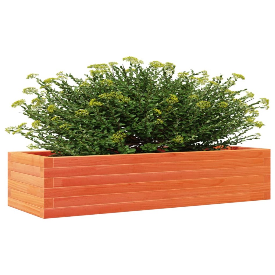 Jardinera de madera maciza de pino marrón cera 110x40x23