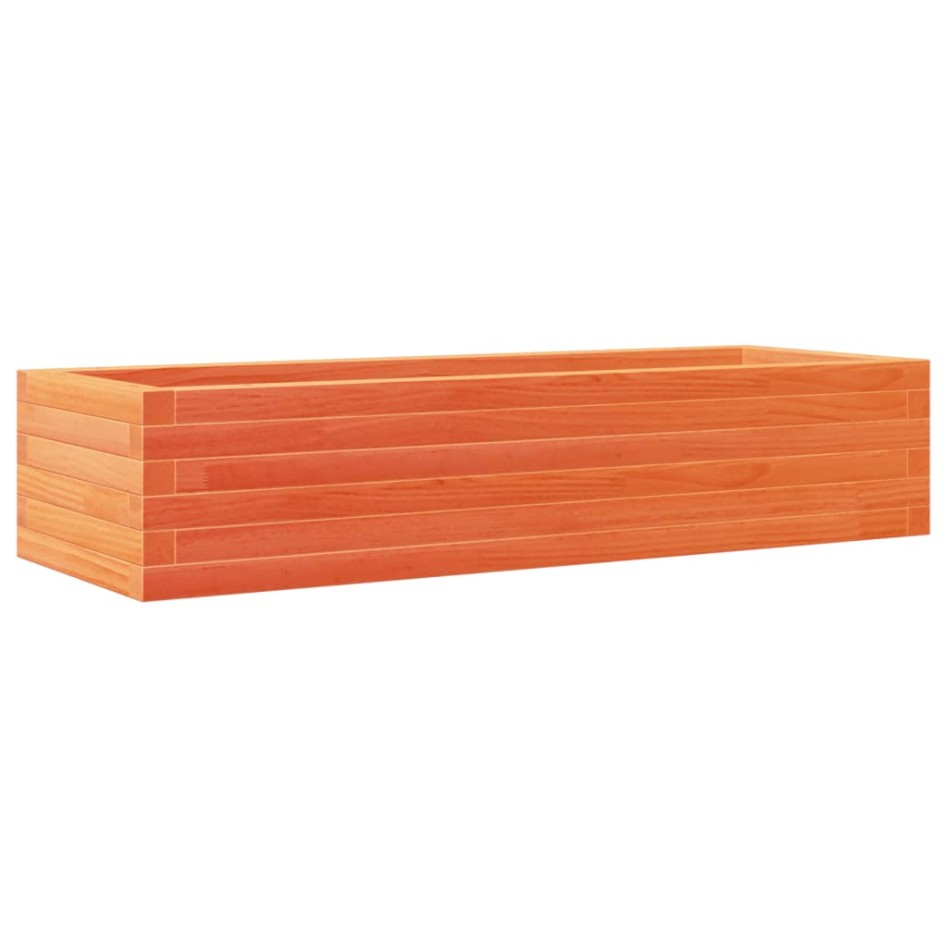 Jardinera de madera maciza de pino marrón cera 110x40x23