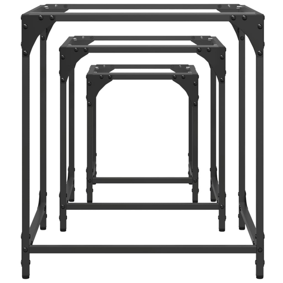 Mesas de centro apilables 3 pzas de acero con tapa de