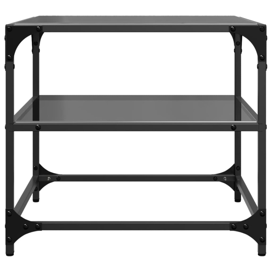 Mesa de centro superficie vidrio 2 uds acero negro 50x50x45