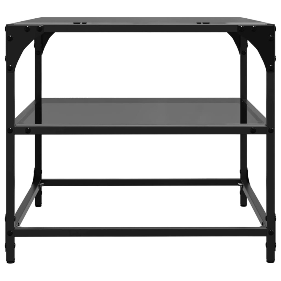 Mesa de centro superficie vidrio 2 uds acero negro 50x50x45