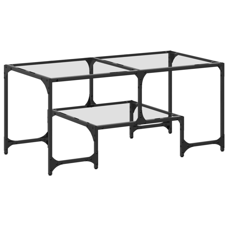 Mesa de centro superficie de vidrio acero 98,5x50x45