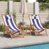 Silla playa plegable madera maciza eucalipto y tela azul