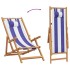 Silla playa plegable madera maciza eucalipto y tela azul