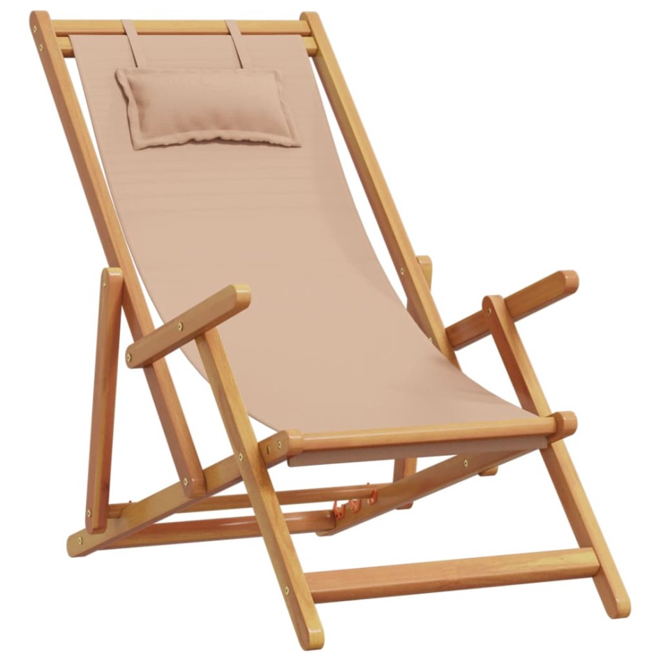 Silla de playa plegable madera maciza de eucalipto y tela