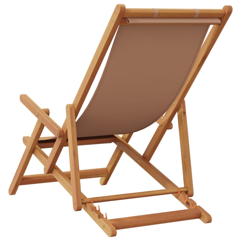 Silla de playa plegable madera maciza de eucalipto y tela