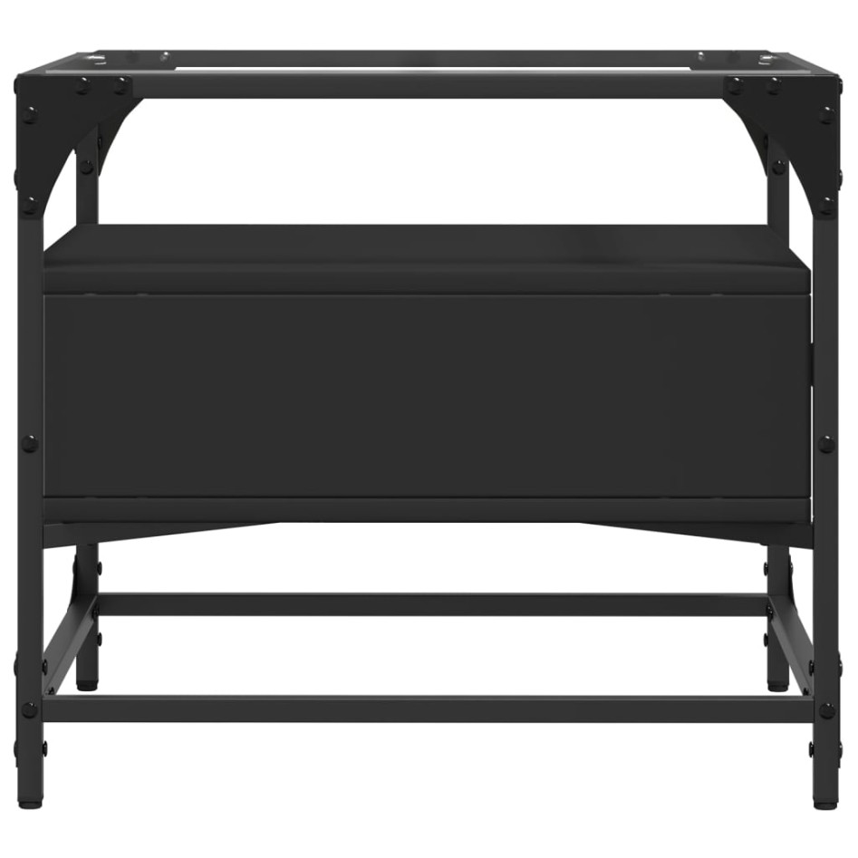 Mesa de centro superficie de vidrio acero negro 50x50x45