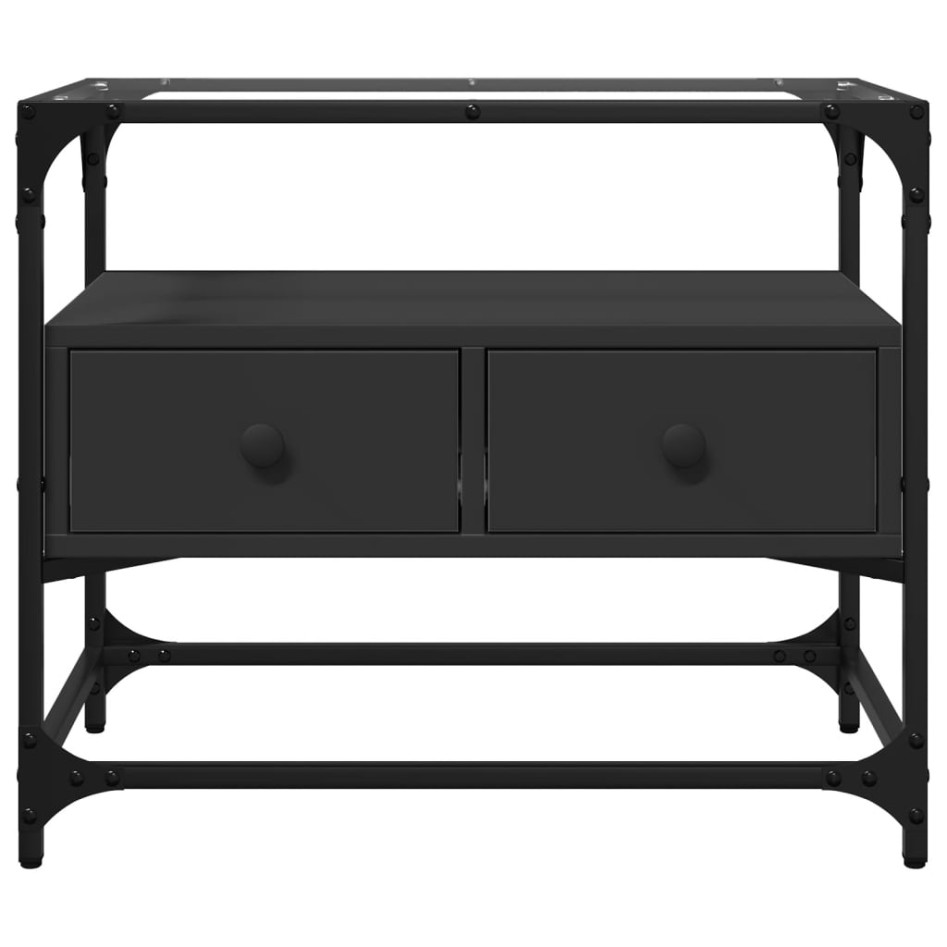 Mueble TV tablero cristal madera ingeniería negro 60x35x51