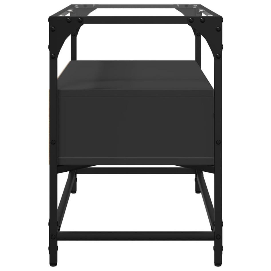 Mueble TV tablero cristal madera ingeniería negro 60x35x51