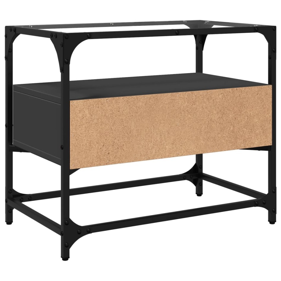 Mueble TV tablero cristal madera ingeniería negro 60x35x51