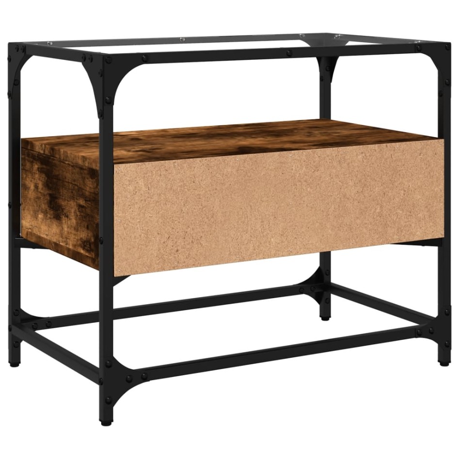 Mueble TV cristal y madera ingeniería roble ahumado 60x35x51