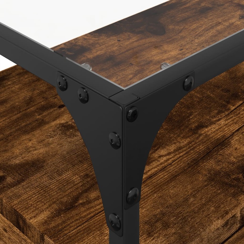 Mueble TV cristal y madera ingeniería roble ahumado 60x35x51