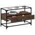 Mueble TV cristal y madera ingeniería marrón roble 80x35x51