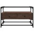 Mueble TV cristal y madera ingeniería marrón roble 80x35x51