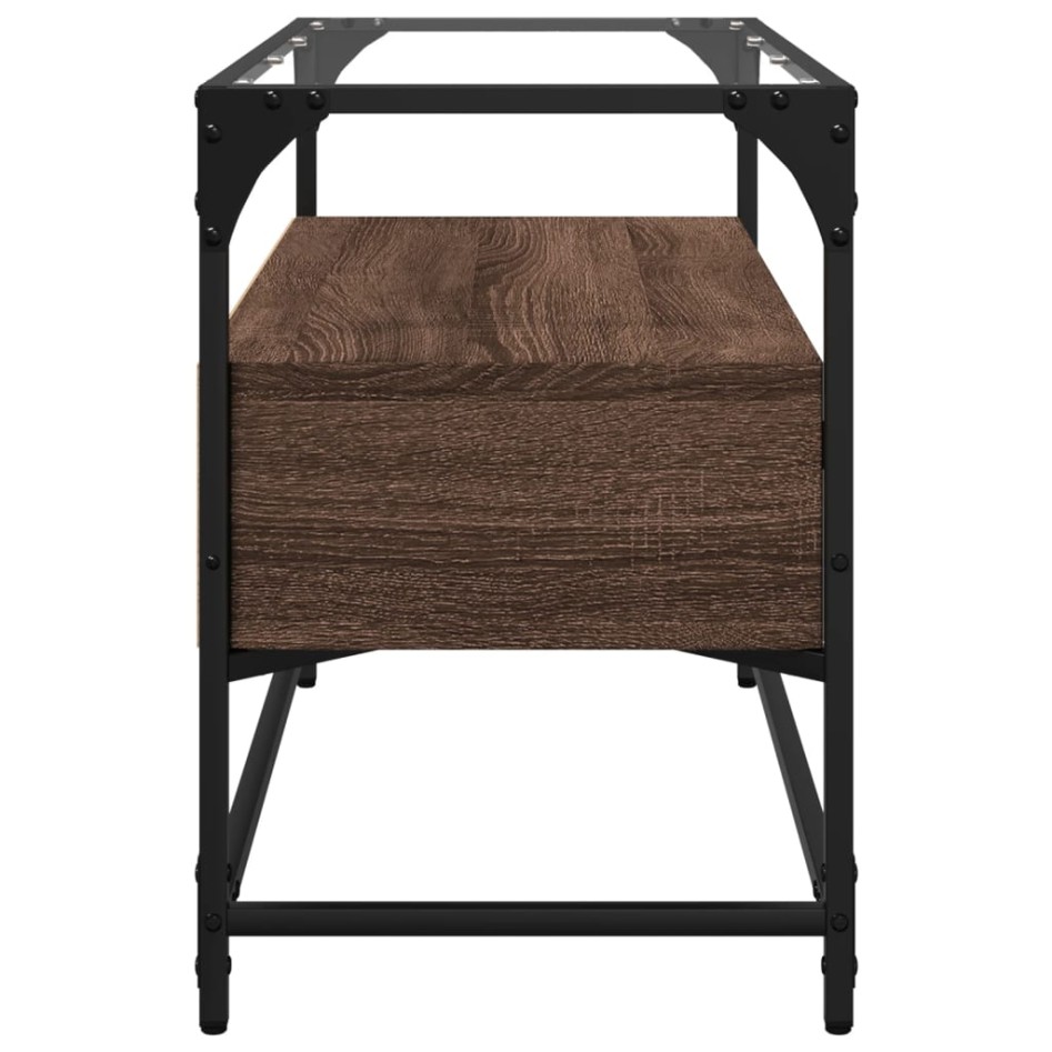 Mueble TV cristal y madera ingeniería marrón roble 80x35x51