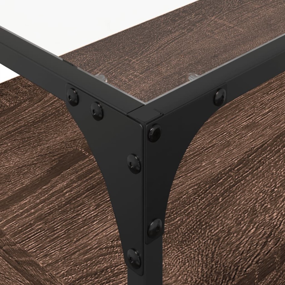 Mueble TV cristal y madera ingeniería marrón roble 80x35x51