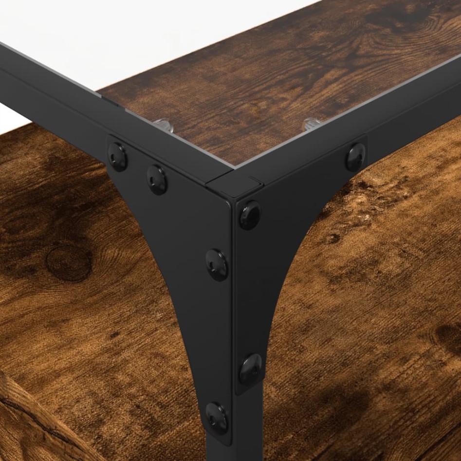 Mueble TV cristal y madera ingeniería roble ahumado 80x35x51