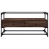 Mueble TV cristal y madera ingeniería marrón roble 98x35x51