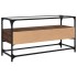Mueble TV cristal y madera ingeniería marrón roble 98x35x51