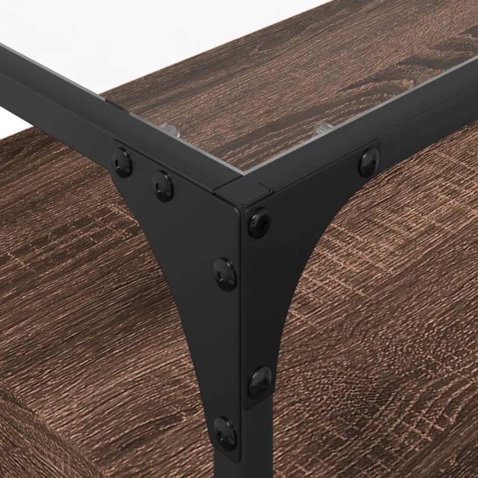 Mueble TV cristal y madera ingeniería marrón roble 98x35x51