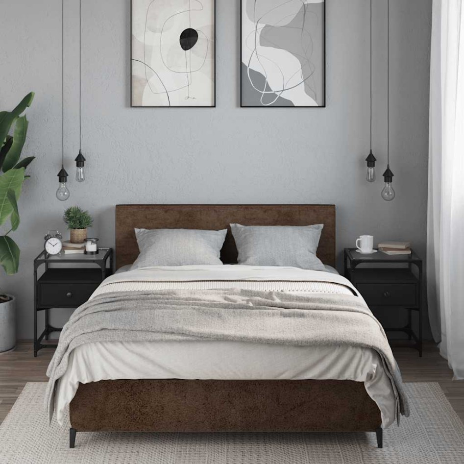 Mesitas de noche 2 uds madera de ingeniería negro 40x30x50