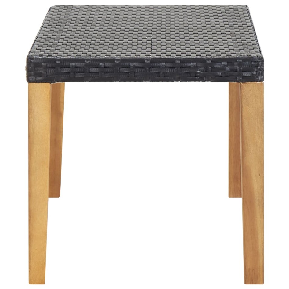 Banco de jardín ratán sintético y madera de acacia negro 120