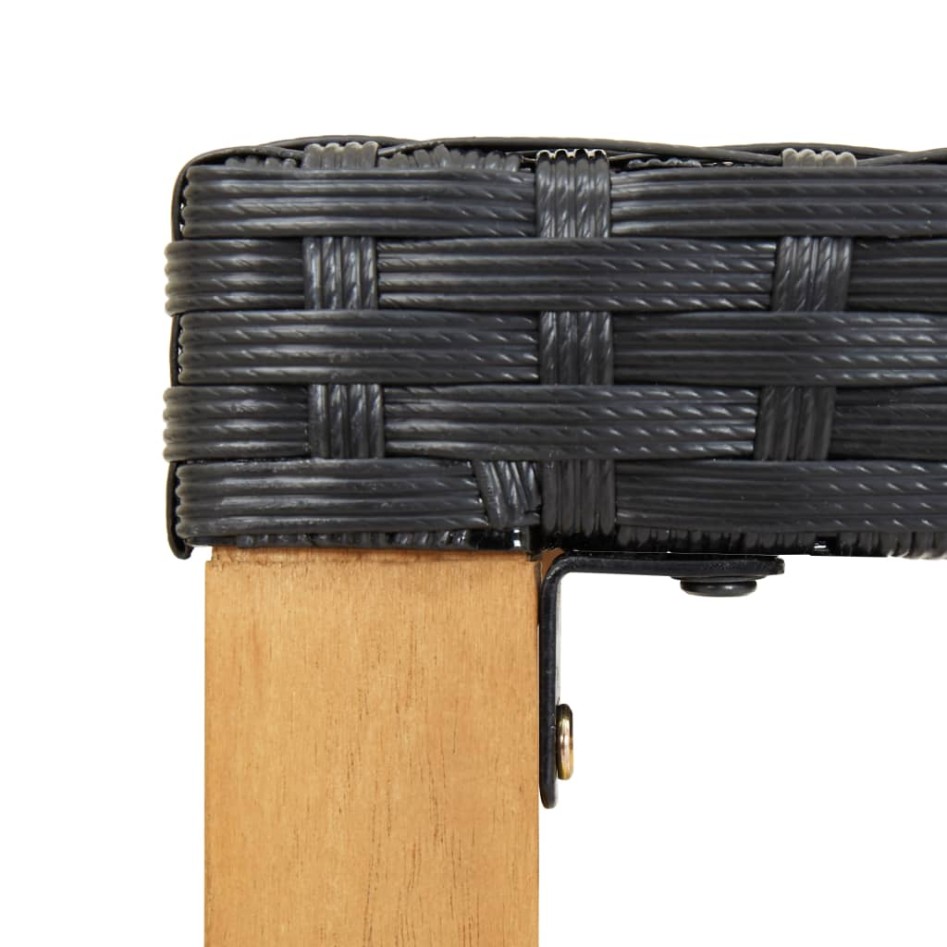 Banco de jardín ratán sintético y madera de acacia negro 120