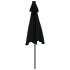 Sombrilla jardín con luces LED poste acero negro 225x225x212