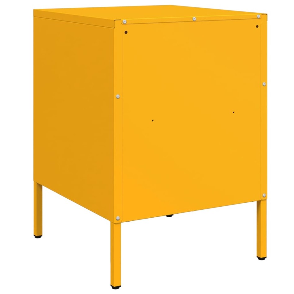 Mesita de noche de acero amarillo mostaza 36x39x50,5