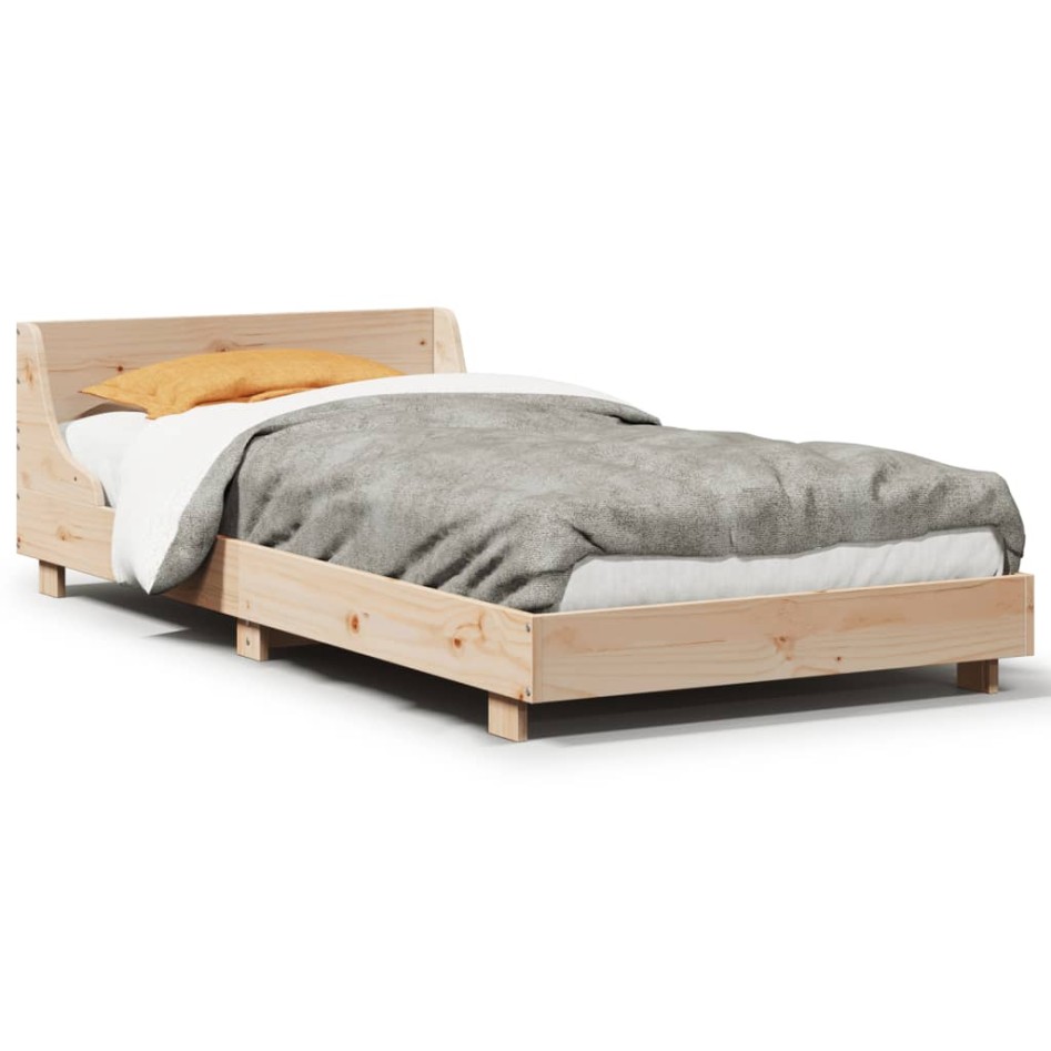 Estructura de cama sin colchón madera maciza pino 75x190