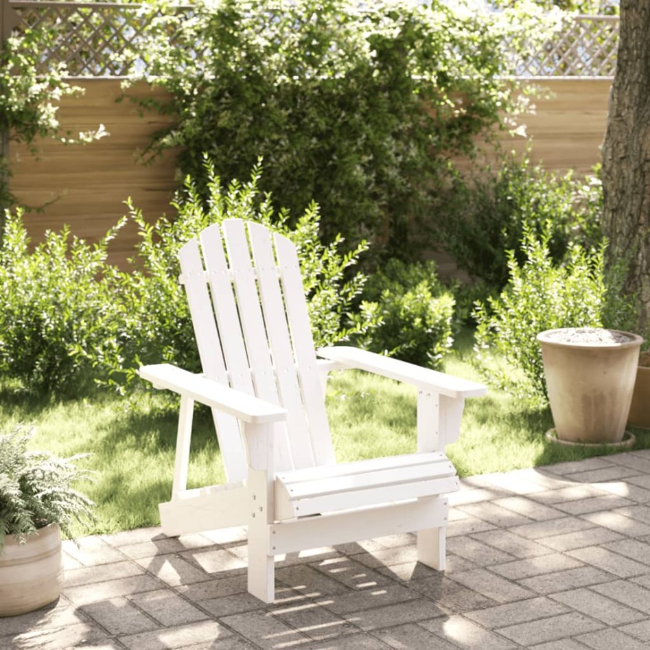 Silla Adirondack madera maciza de abeto blanco 69x85x90,5