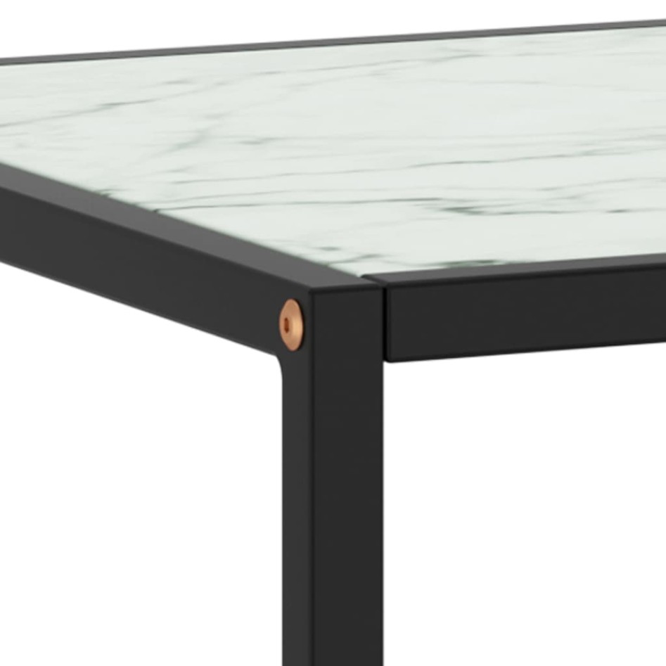 Mesa de centro negra con vidrio de mármol blanco 40x40x50