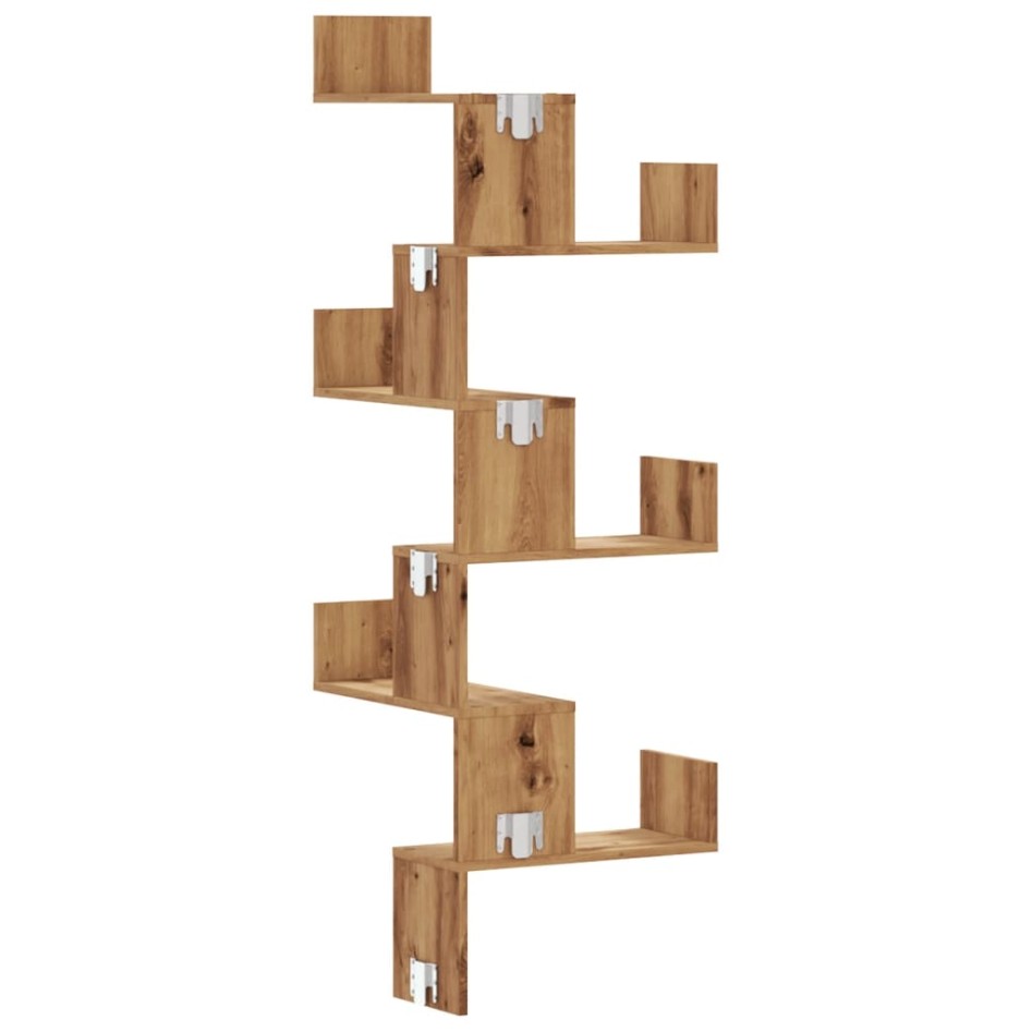 Estantería de pared esquina madera roble artisan 45x45x147
