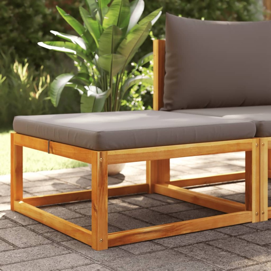 Taburete de jardín con cojín madera maciza acacia 65x65x29