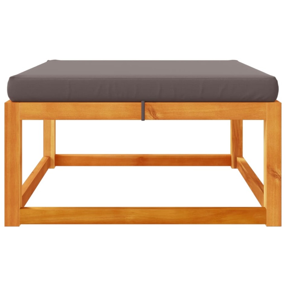 Taburete de jardín con cojín madera maciza acacia 65x65x29