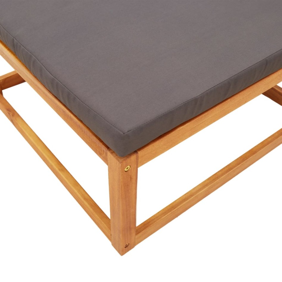 Taburete de jardín con cojín madera maciza acacia 65x65x29