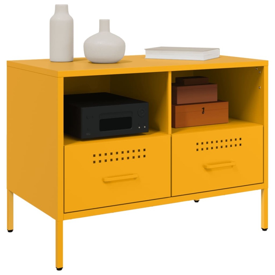 Mueble para TV acero amarillo mostaza 68x39x50,5