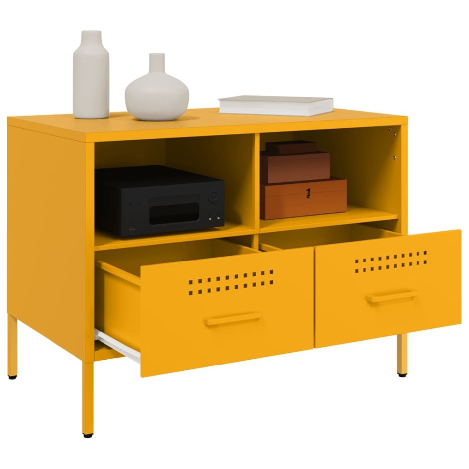 Mueble para TV acero amarillo mostaza 68x39x50,5