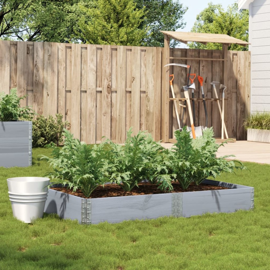 Jardinera de madera maciza de pino gris 150x100