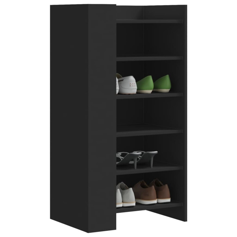Mueble zapatero madera de ingeniería negro 52x37,5x100