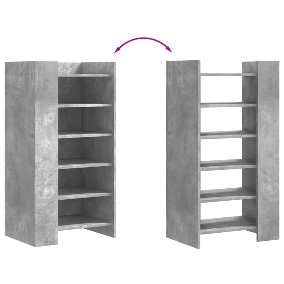 Mueble zapatero madera ingeniería gris hormigón 52x37,5x100