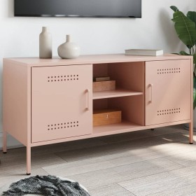 Mueble de TV de acero rosa 100,5x39x50,5